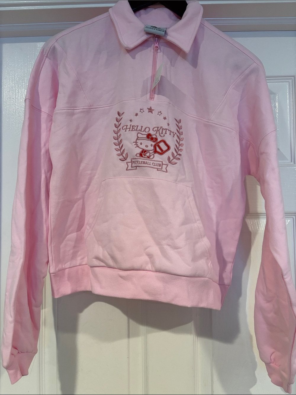 Hello Kitty Light Pink Half-Zip Crewneck Pullover